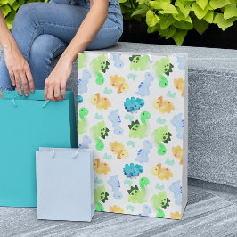 Bolsa De Regalo Mediana Patrón de inviolabilidad de los dinosaurios de col