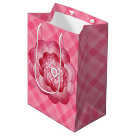 BOLSA DE REGALO MEDIANA PATRÓN DE LA PLACA DE COLOR ROSA CON FLORES DE ROP