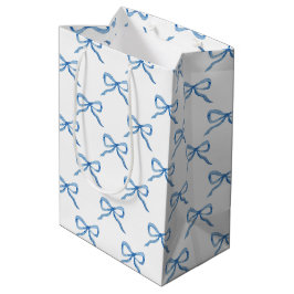 Bolsa De Regalo Mediana Patrón de lazo de acuarela azul