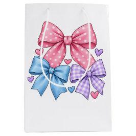 Bolsa De Regalo Mediana Patrón de lazo de cinta lindo – Lazo rosa azul y p