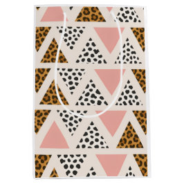 Bolsa De Regalo Mediana Patrón de leopardo chic y triángulo rosa