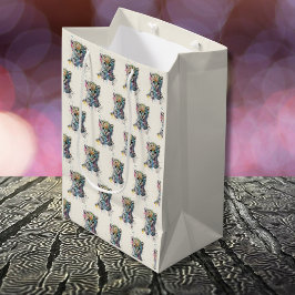 Bolsa De Regalo Mediana Patrón de leopardo de acuarela marfil minimalista