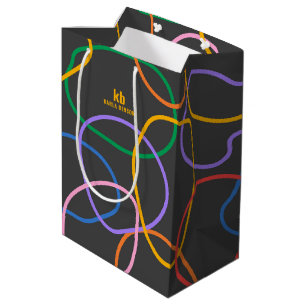 Bolsa De Regalo Mediana Patrón de líneas Wavi de abstracto colorido