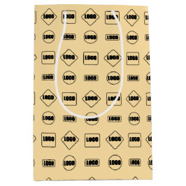 Bolsa De Regalo Mediana Patrón de logotipo promocional simple marrón y neg