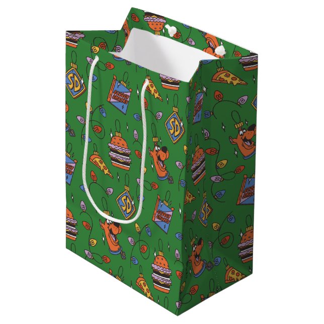 Bolsa De Regalo Mediana Patrón de Luces de Snack Navideños de Scooby-Doo (Angulo Anverso)