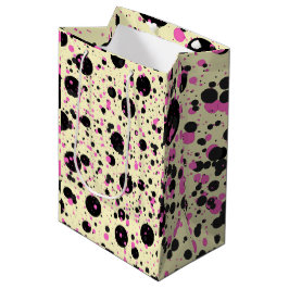 Bolsa De Regalo Mediana Patrón de lunares glamurosos rosa y negro