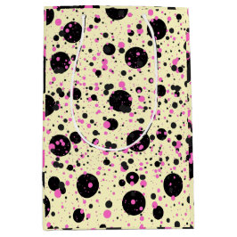 Bolsa De Regalo Mediana Patrón de lunares glamurosos rosa y negro
