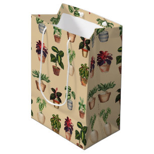 Bolsa De Regalo Mediana Patrón de macetas de terracota de color de agua