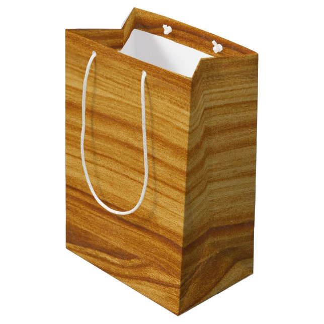 Bolsa De Regalo Mediana Patrón de madera natural (Angulo reverso)