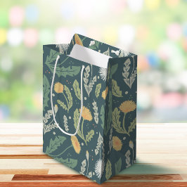 Bolsa De Regalo Mediana Patrón de maleza floral de Dandelion