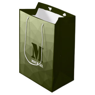 Bolsa De Regalo Mediana Patrón de malla geométrica verde claro del ejércit