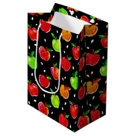 Bolsa De Regalo Mediana Patrón de manzanas color agua vibrante