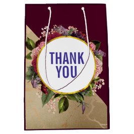 Bolsa De Regalo Mediana Patrón de mármol de oro y florines de Borgoña Grac