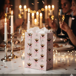 Bolsa De Regalo Mediana Patrón de Martini de Espresso Rosa
