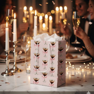 Bolsa De Regalo Mediana Patrón de Martini de Espresso Rosa
