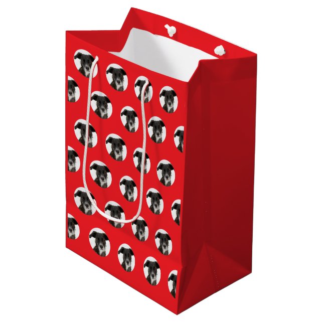 Bolsa De Regalo Mediana Patrón de Mascota Personalizado (Angulo Anverso)