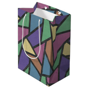 Bolsa De Regalo Mediana Patrón de mosaico de colores de arcoiris silenciad