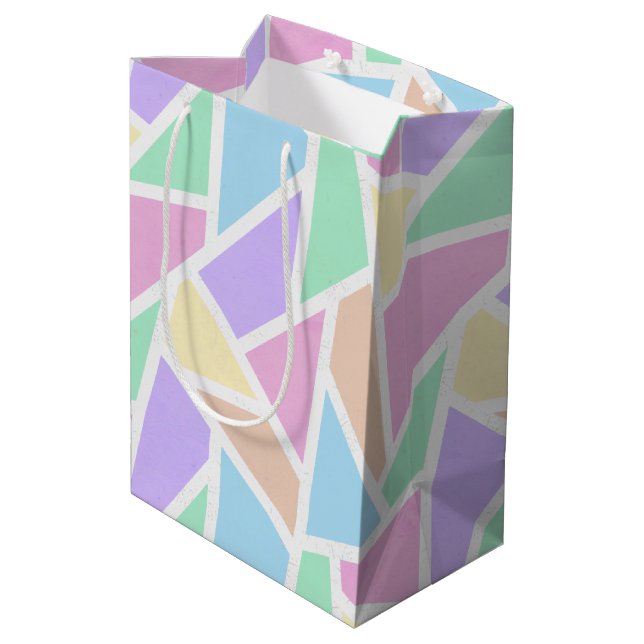 Bolsa De Regalo Mediana Patrón de mosaico del arcoiris pastel (Angulo reverso)