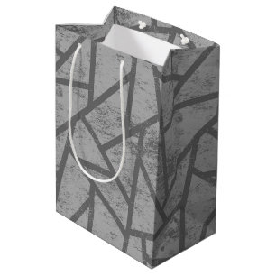 Bolsa De Regalo Mediana Patrón de mosaico gris