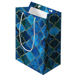 Bolsa De Regalo Mediana Patrón de mosaico marroquí de zafiro Gemstone y or