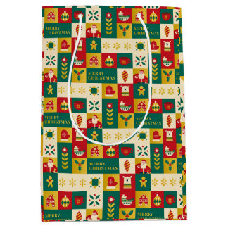 Bolsa De Regalo Mediana patrón de Navidad estilo Bauhaus