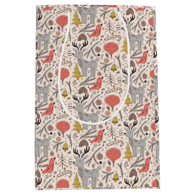 Bolsa De Regalo Mediana patrón de navidades (Anverso)