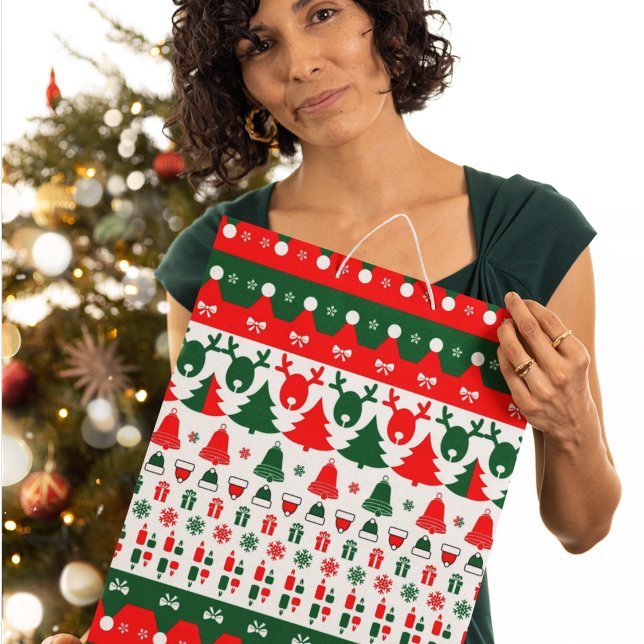 Bolsa De Regalo Mediana Patrón de navidades (gift bag, birthday surprise gift bag, teddy bear gift bag, wine gift bag, travel bag, use and throw )