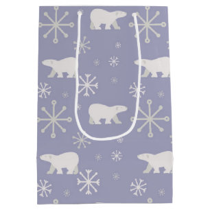 Bolsa De Regalo Mediana Patrón de navidades con osos polares y copos de ni