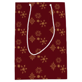Bolsa De Regalo Mediana Patrón de Navidades de copos de nieve dorados deco