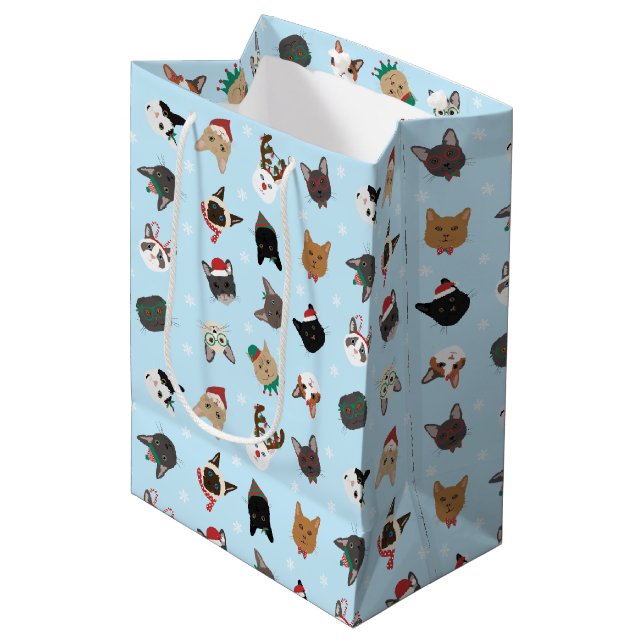 Bolsa De Regalo Mediana Patrón de Navidades de gato (Angulo Anverso)