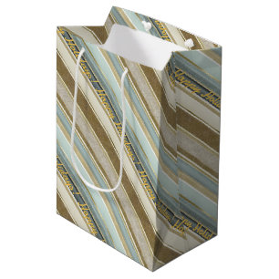 Bolsa De Regalo Mediana Patrón de Navidades de oro de los tonos de la tier