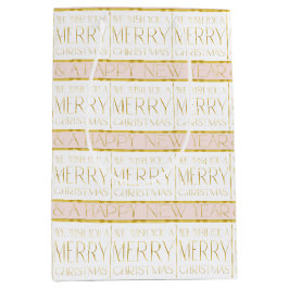 Bolsa De Regalo Mediana Patrón de Navidades de oro rosa#35 ID1009