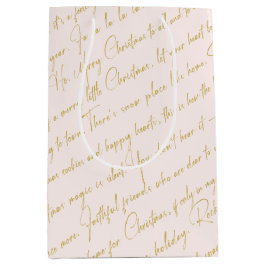 Bolsa De Regalo Mediana Patrón de Navidades de oro rosa#36 ID1009