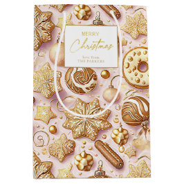 Bolsa De Regalo Mediana Patrón de Navidades de oro rosado #12 ID1009 Envol