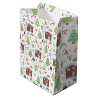 Bolsa De Regalo Mediana Patrón de Navidades festivos adorables