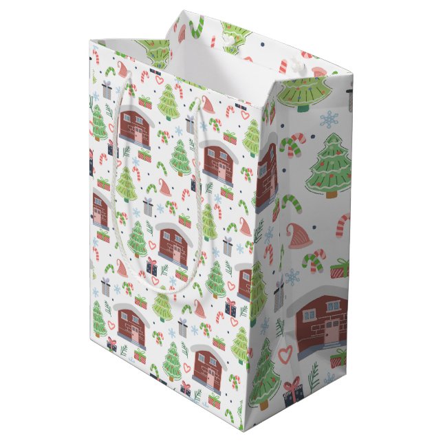 Bolsa De Regalo Mediana Patrón de Navidades festivos adorables (Angulo reverso)