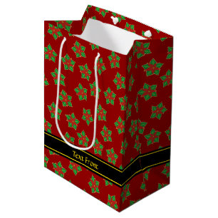 Bolsa De Regalo Mediana Patrón de navidades Poinsettia