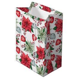 Bolsa De Regalo Mediana Patrón de navidades Poinsettia