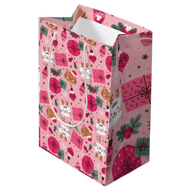 Bolsa De Regalo Mediana Patrón de Navidades rosados (Pink Holiday Gift Bag!)