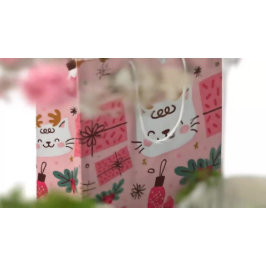 Bolsa De Regalo Mediana Patrón de Navidades rosados