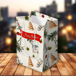 Bolsa De Regalo Mediana Patrón de Navidades tropicales de palmeras