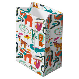 Bolsa De Regalo Mediana Patrón De Niños Animales Abstractos De Color Cután