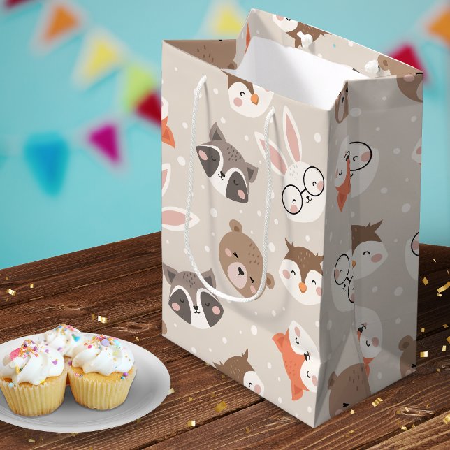 Bolsa De Regalo Mediana Patrón de niños animales de bosque (Subido por el creador)