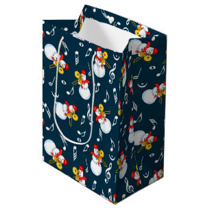 Bolsa De Regalo Mediana Patrón de notas de la música Trombone Snowman Musi