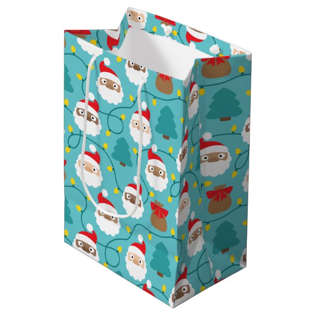 Bolsa De Regalo Mediana Patrón de notificaciones Santa (Angulo Anverso)