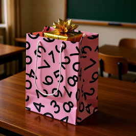 Bolsa De Regalo Mediana Patrón de números rosados - Diseño matemático lind