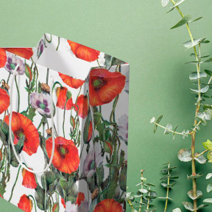 Bolsa De Regalo Mediana Patrón de opio rojo y púrpura