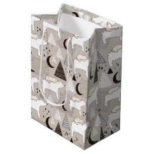 Bolsa De Regalo Mediana Patrón de oso de madera de Doodle Cuaderno