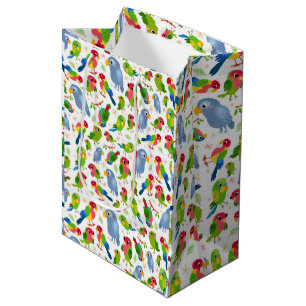 Bolsa De Regalo Mediana Patrón de pájaros de época, patrón de paracaídas c