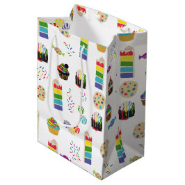 Bolsa De Regalo Mediana Patrón de pasteles arcoiris y salpicaduras